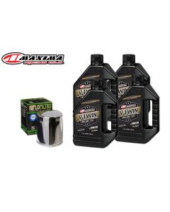 Maxima 20W50 Synthetic Blend Oil Change Kit Chrome Filter Harley Twin Cam 99-17