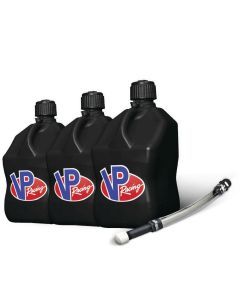 VP Racing 3 Pack Black 5.5 Gallon Square Utility Jugs + Deluxe Fill Hose