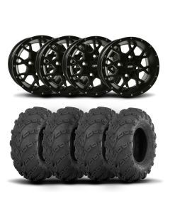 ITP Hurricane 14" Black Wheels And Mud Lite Tires [27x10-14]